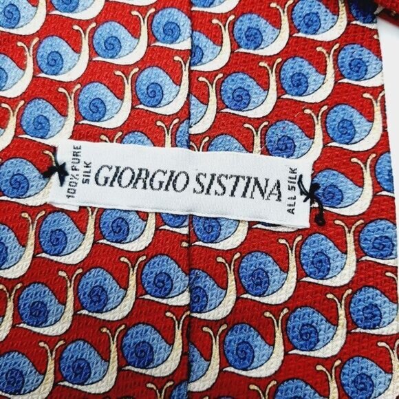 GIORGIO SISTINA 100% Silk Novelty Snail Pattern Men's Necktie Vintage Flawed - Picture 7 of 13